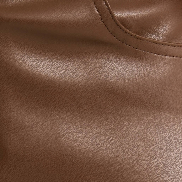 NWT LELIS  High Waist Faux Leather Long Pants: Brown M - Picture 7 of 9
